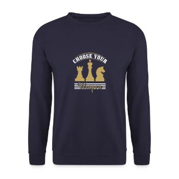WÄHLE DEINE Waffe - Unisex Pullover - Navy - Vorne - Alina (178cm) & Michal (187cm)