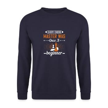 Jeder Schachmeister war einmal ein Anfänger - Unisex Pullover - Navy - Vorne - Alina (178cm) & Michal (187cm)