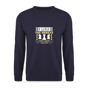 Ich mag den Moment, in dem ich das Ego eines Mannes breche - Unisex Pullover - Navy - Vorne - Alina (178cm) & Michal (187cm)