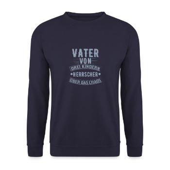Vater von drei Kindern - Herrscher über das Chaos - Unisex Pullover - Navy - Vorne - Alina (178cm) & Michal (187cm)