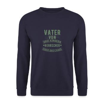 Vater von drei Kindern - Herrscher über das Chaos - Unisex Pullover - Navy - Vorne - Alina (178cm) & Michal (187cm)