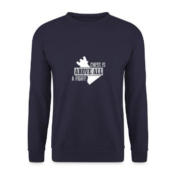 Schach ist vor allem ein Kampf! - Unisex Pullover - Navy - Vorne - Alina (178cm) & Michal (187cm)