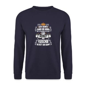 Fleischer T Handwerker Fachverkäufer Fleischer - Unisex Pullover - Navy - Vorne - Alina (178cm) & Michal (187cm)