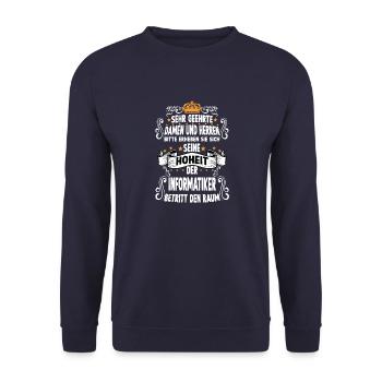 Informatiker Spruch IT Fachinformatiker - Unisex Pullover - Navy - Vorne - Alina (178cm) & Michal (187cm)