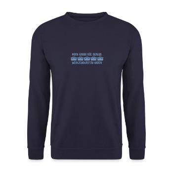 Man kann nie genug Werkzeugkästen haben - Unisex Pullover - Navy - Vorne - Alina (178cm) & Michal (187cm)