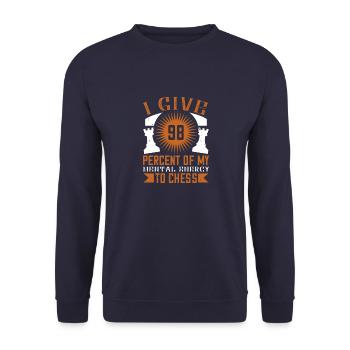 Ich gebe 98 Prozent meiner mentalen Energie dem Schach - Unisex Pullover - Navy - Vorne - Alina (178cm) & Michal (187cm)