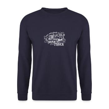 LKW Fahrer Sprüche Fernfahrer Trucker Alter Mann - Unisex Pullover - Navy - Vorne - Alina (178cm) & Michal (187cm)