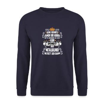 Metallbildner Kunsthandwerk Geselle Metallbildner - Unisex Pullover - Navy - Vorne - Alina (178cm) & Michal (187cm)