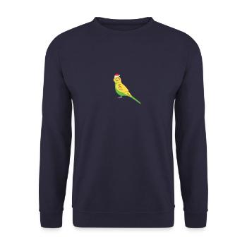 süßer Wellensittich mit Weihnachtsmütze - Unisex Pullover - Navy - Vorne - Alina (178cm) & Michal (187cm)
