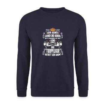 Tierpfleger T witziges Spruch Motiv Tierpfleger - Unisex Pullover - Navy - Vorne - Alina (178cm) & Michal (187cm)