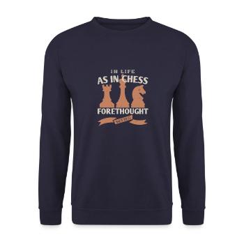 Im Leben, wie im Schach, gewinnt die Voraussicht - Unisex Pullover - Navy - Vorne - Alina (178cm) & Michal (187cm)