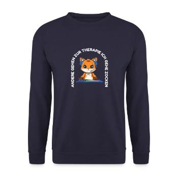 Gaming Fuchs - Lustiges Computerspiele Zocken - Unisex Pullover - Navy - Vorne - Alina (178cm) & Michal (187cm)