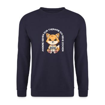 Gamer Fuchs - Lustiges Gamer Zocken Videospiele - Unisex Pullover - Navy - Vorne - Alina (178cm) & Michal (187cm)