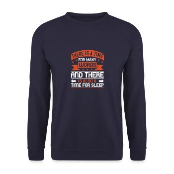 Es gibt eine Zeit für viele Worte, und es gibt auch - Unisex Pullover - Navy - Vorne - Alina (178cm) & Michal (187cm)