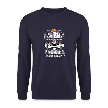 Ingenieur T witziges Spruch Motiv Ingenieur - Unisex Pullover - Navy - Vorne - Alina (178cm) & Michal (187cm)