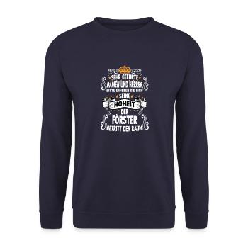 FörsterT witziges Spruch Motiv Förster - Unisex Pullover - Navy - Vorne - Alina (178cm) & Michal (187cm)
