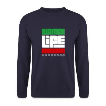 Liberté de la vie des femmes Iran - Sweat-shirt Unisexe - marine - Devant - Alina (178cm) & Michal (187cm)