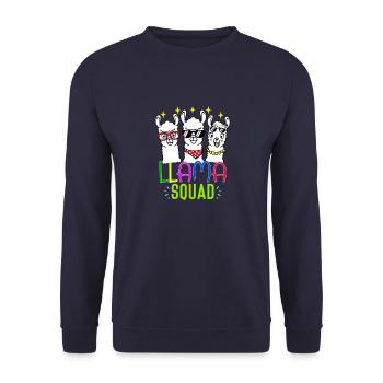 Llama Squad Sunglasses Matching Llamas Vintage - Unisex Sweatshirt - navy - Front - Alina (178cm) & Michal (187cm)