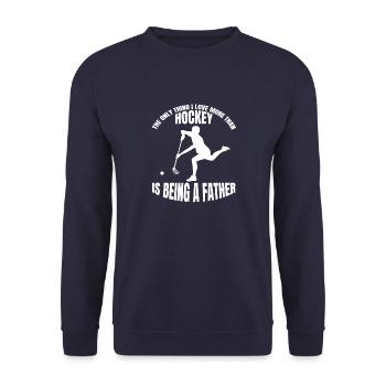 Unihockey Vater Feldhockey Hockeyspieler Hockey - Unisex Pullover - Navy - Vorne - Alina (178cm) & Michal (187cm)