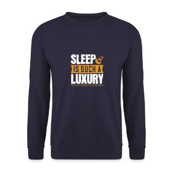Schlaf ist so ein Luxus - Unisex Pullover - Navy - Vorne - Alina (178cm) & Michal (187cm)