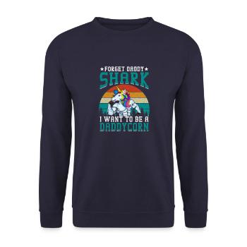 Agissez comme mon papa Lifestsyles Daddycorn Licorne - Sweat-shirt Unisexe - marine - Devant - Alina (178cm) & Michal (187cm)