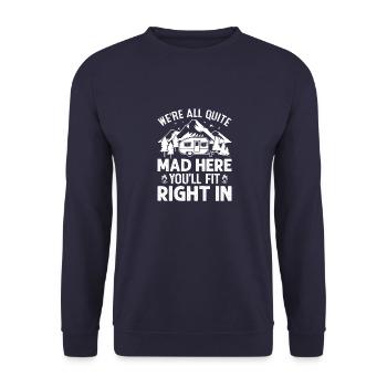 Camping-car Camping Explorer Firewoods Lif - Sweat-shirt Unisexe - marine - Devant - Alina (178cm) & Michal (187cm)