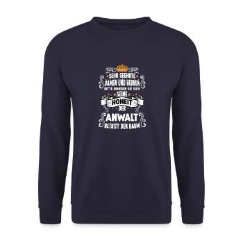 Anwalt T witziges Spruch Motiv Anwalt - Unisex Pullover - Navy - Vorne - Alina (178cm) & Michal (187cm)