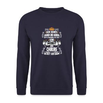 Chirurg T witziges Spruch Motiv Chirurg - Unisex Pullover - Navy - Vorne - Alina (178cm) & Michal (187cm)
