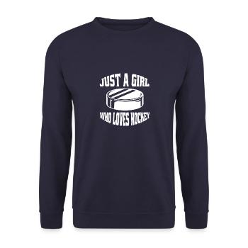 Eishockey Mädchen Wintersport Frau Eishockeyteam - Unisex Pullover - Navy - Vorne - Alina (178cm) & Michal (187cm)