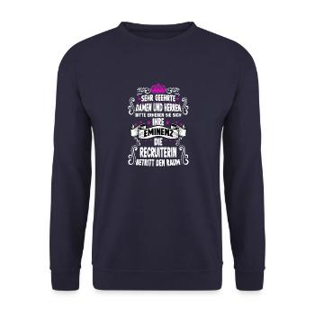 Recruiterin T witziges Spruch Motiv Recruiterin - Unisex Pullover - Navy - Vorne - Alina (178cm) & Michal (187cm)