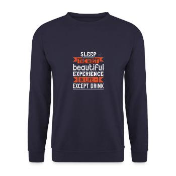 Schlaf – das schönste Erlebnis im Leben – - Unisex Pullover - Navy - Vorne - Alina (178cm) & Michal (187cm)