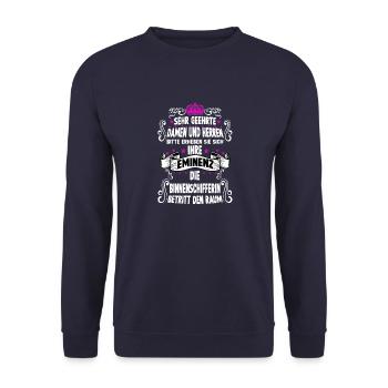 Binnenschifferin T Spruch Motiv Binnenschifferin - Unisex Pullover - Navy - Vorne - Alina (178cm) & Michal (187cm)