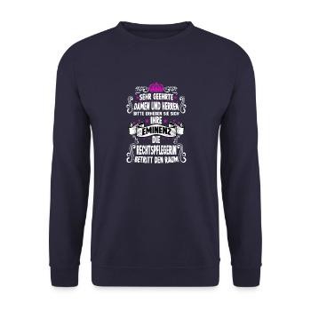 Rechtspflegerin T witziges Spruch Motiv Rechtspfle - Unisex Pullover - Navy - Vorne - Alina (178cm) & Michal (187cm)