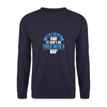 Aucune journée n’est si mauvaise qu’elle ne peut pas être réparée avec une sieste - Sweat-shirt Unisexe - marine - Devant - Alina (178cm) & Michal (187cm)
