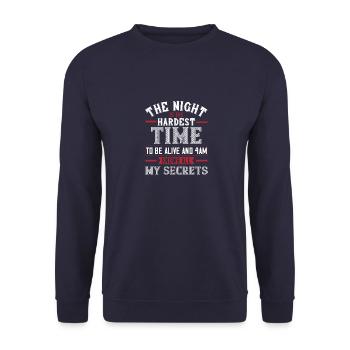 The night is the hardest time to be alive and 4am - Unisex Sweatshirt - navy - Front - Alina (178cm) & Michal (187cm)