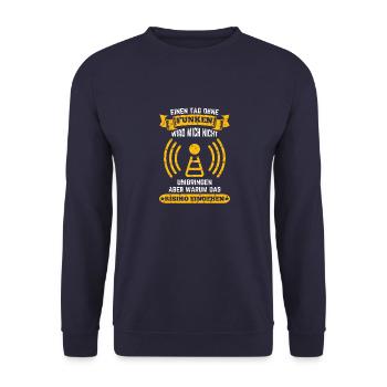 Amateurfunker ein Tag ohne funken wird mich nicht - Unisex Pullover - Navy - Vorne - Alina (178cm) & Michal (187cm)
