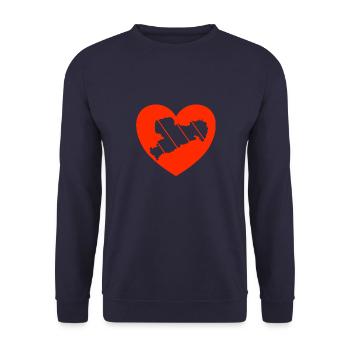 Sachsen Erzgebirge Liebe Haamit - Unisex Pullover - Navy - Vorne - Alina (178cm) & Michal (187cm)