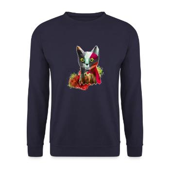 Katze - Animal Illustration - Unisex Pullover - Navy - Vorne - Alina (178cm) & Michal (187cm)
