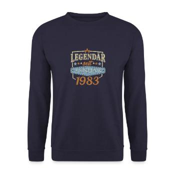 Geburtstag Sprüche Januar 1983 Geschenke - Unisex Pullover - Navy - Vorne - Alina (178cm) & Michal (187cm)