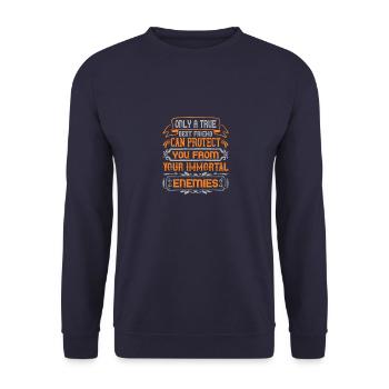 Nur ein wahrer bester Freund kann dich vor deinem - Unisex Pullover - Navy - Vorne - Alina (178cm) & Michal (187cm)