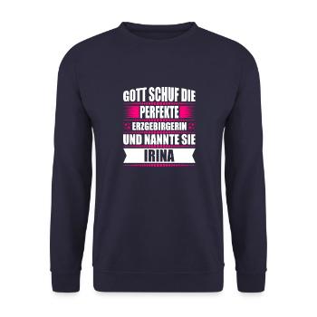 Erzgebirge Frau Namen Sachsen Irina - Unisex Pullover - Navy - Vorne - Alina (178cm) & Michal (187cm)