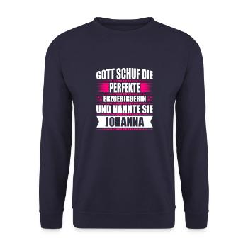 Erzgebirge Frau Namen Sachsen Johanna - Unisex Pullover - Navy - Vorne - Alina (178cm) & Michal (187cm)