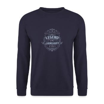 Une légende est née en janvier 1983 - Sweat-shirt Unisexe - marine - Devant - Alina (178cm) & Michal (187cm)