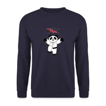 Karate Panda - Karate Japanische Kampfsportarten - Unisex Pullover - Navy - Vorne - Alina (178cm) & Michal (187cm)
