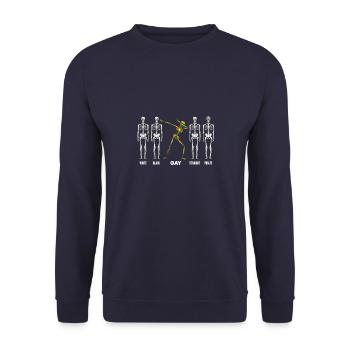 Skeleton Dabbing LGBT Rainbow Novelty - Unisex Sweatshirt - navy - Front - Alina (178cm) & Michal (187cm)