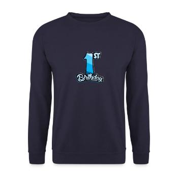 1st Birthday Kids Toodler First Birthday - Unisex Sweatshirt - navy - Front - Alina (178cm) & Michal (187cm)