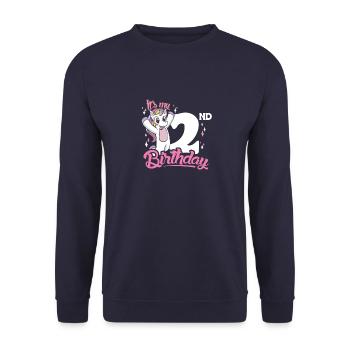 2ème anniversaire Enfants Licorne Toodler Deuxième - Sweat-shirt Unisexe - marine - Devant - Alina (178cm) & Michal (187cm)