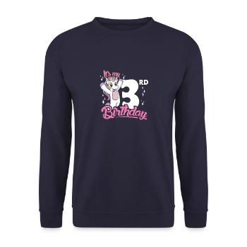 3rd Birthday Kids Unicorn Toodler Three - Unisex Sweatshirt - navy - Front - Alina (178cm) & Michal (187cm)