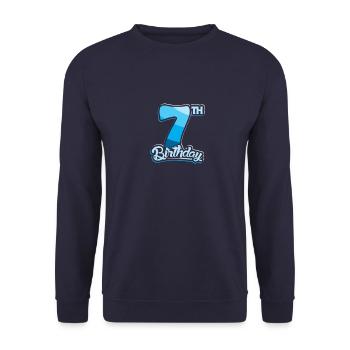 7th Birthday Kids Seven Birthday - Unisex Sweatshirt - navy - Front - Alina (178cm) & Michal (187cm)