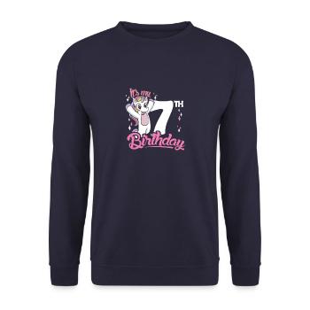 7e anniversaire Enfants Licorne Toodler Seven - Sweat-shirt Unisexe - marine - Devant - Alina (178cm) & Michal (187cm)
